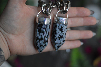 Snowflake Obsidian Chunky Chain Necklace